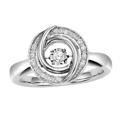 Silver Diamond ROL Ring 1/10 ctw