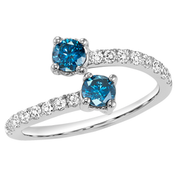14K Blue & White Diamond Ring 3/4 ctw
