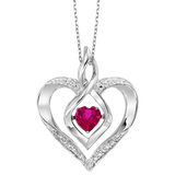 Sterling Silver Diamond & Gemstone Heart Pendant