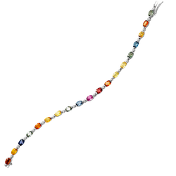 Sterling Silver Created Rainbow Sapphire Bracelet over 10gtw
