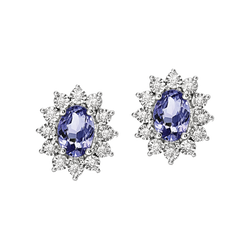 Silver Diamond Tanzanite Earrings