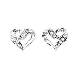 Sterling Silver Diamond Heart Earrings - FE1133