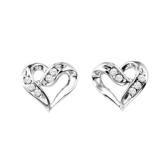 Sterling Silver Diamond Heart Earrings - FE1133