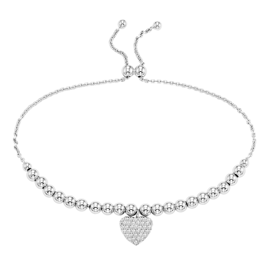 Silver Heart Bolo Bracelet - FB1179