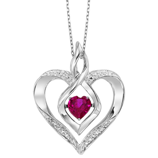 Rhythm of Love Silver diamond and created Ruby Pendant