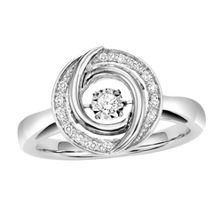Silver Diamond ROL Ring 1/10 ctw