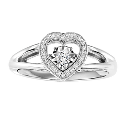 Silver Diamond ROL Ring 1/6 ctw