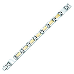 Steel and 18K Inlay Diamond Bracelet, 1/5 ctw