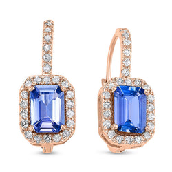 14 KR Tanzanite and Diamond Earrings