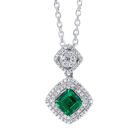 Silver created emerald pendant