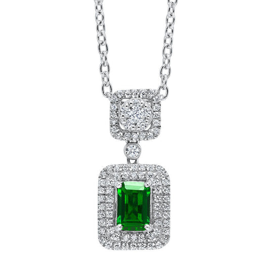 Silver Created Emerald Pendant