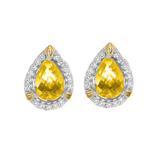 Silver with Pear Citrine Earrings
