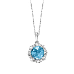 Silver with round Blue Topaz Pendant