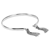 Silver cuff bracelet with tassels
