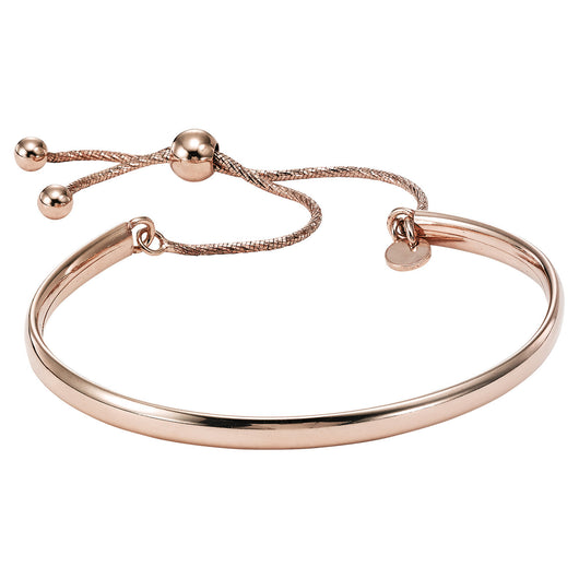 Silver Bolo Style Bangle Bracelet with Rose gold overlay