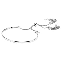 Silver Bolo Style Bangle bracelet with tassels