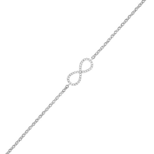 Sterling Silver Diamond Bracelet -Infinity 1/10 ctw