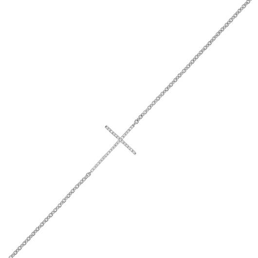 Sterling Silver Diamond Bracelet -Cross 1/10 ctw