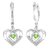 Silver Heart dangle Gemstone Earrings