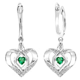 Silver Heart dangle Gemstone Earrings