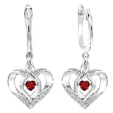 Silver Heart dangle Gemstone Earrings