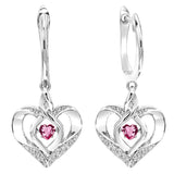 Silver Heart dangle Gemstone Earrings